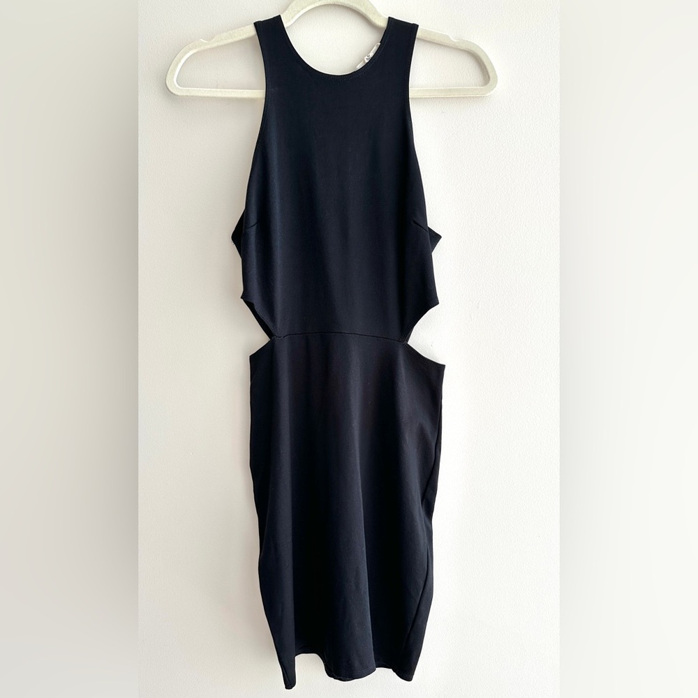 Rolla Costa Black Bodycon Tank Top Cutout Zippered Dress, Size Medium